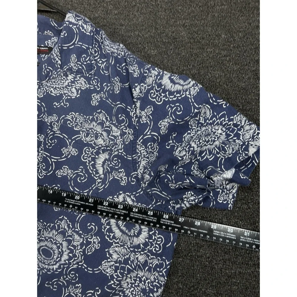 Vintage Polo Ralph Lauren Loop Collar Hawaiian Camp Shirt Men XL Blue Floral AOP